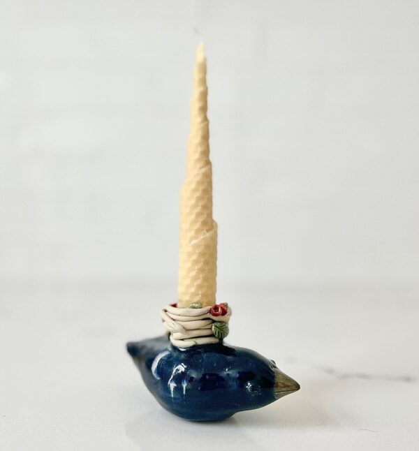 Starry Night Bird and Nest Tealight with Beeswax Candle