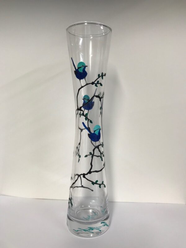 Blue Wren Bud Vase
